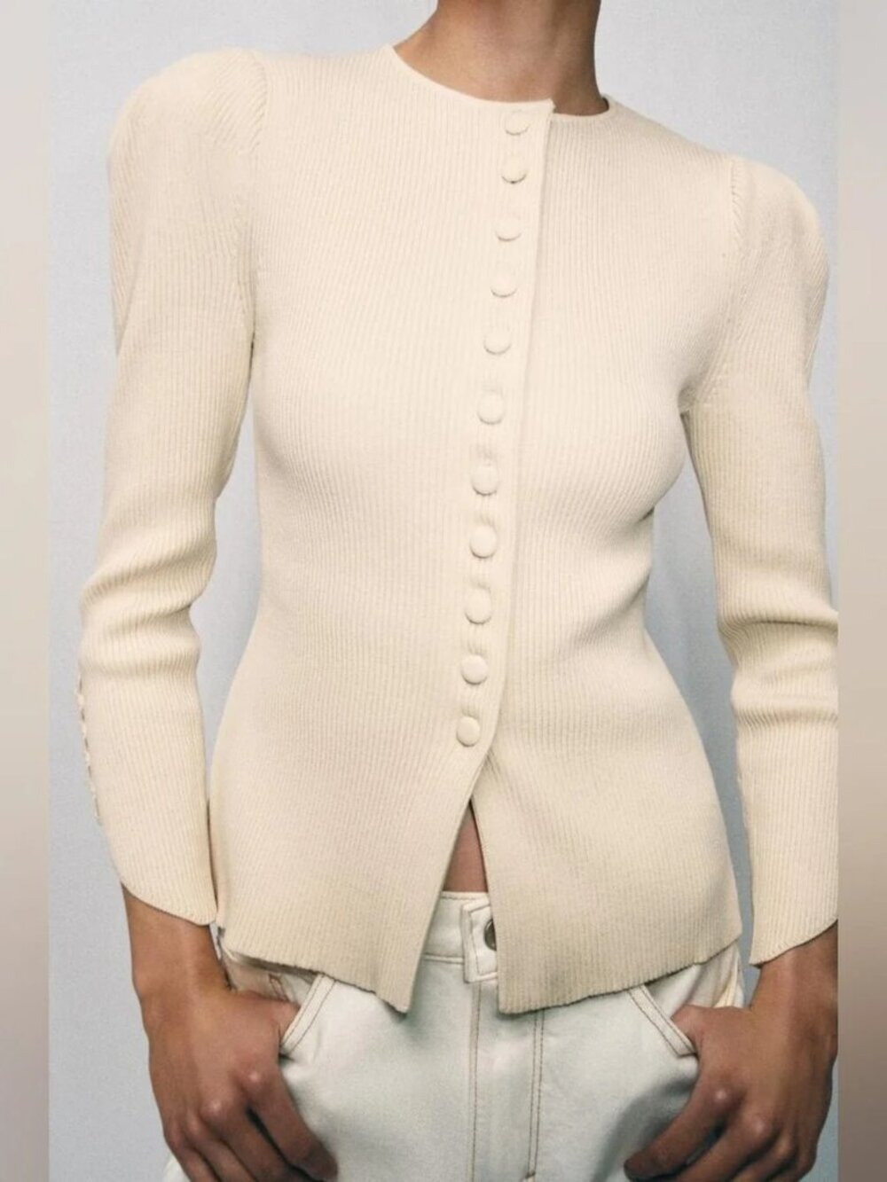 ZARA CARDIGAN WITH PUFF SLEEVES